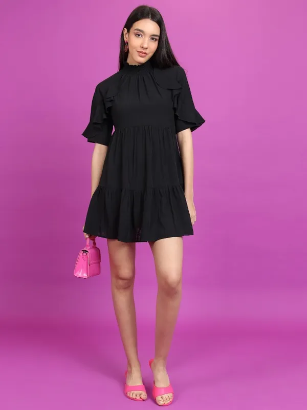  Tokyo Talkies Women Black Solid A-Line Dresses