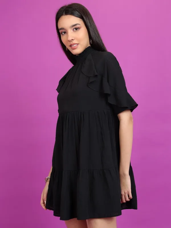  Tokyo Talkies Women Black Solid A-Line Dresses