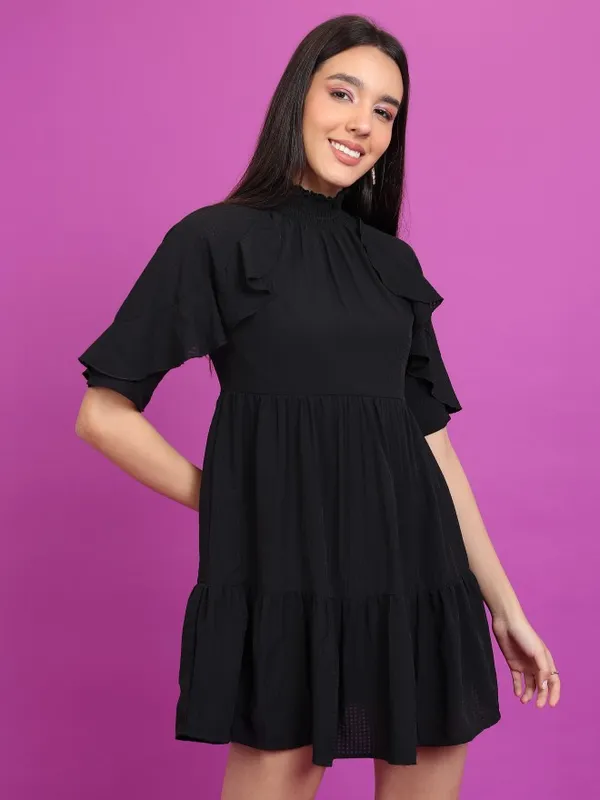  Tokyo Talkies Women Black Solid A-Line Dresses