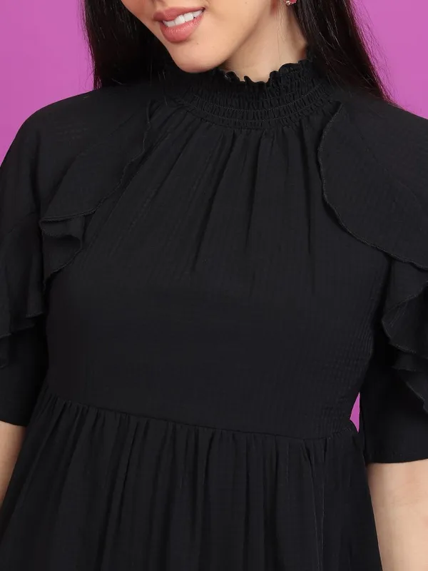  Tokyo Talkies Women Black Solid A-Line Dresses