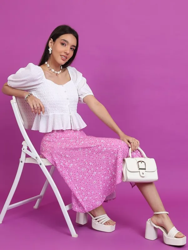 Checked Peplum Top