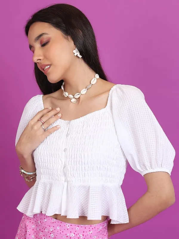 Checked Peplum Top