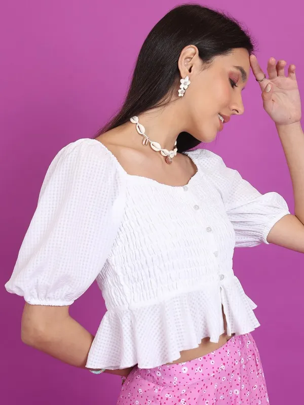 Checked Peplum Top