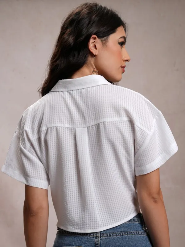 Solid Shirt Style Top