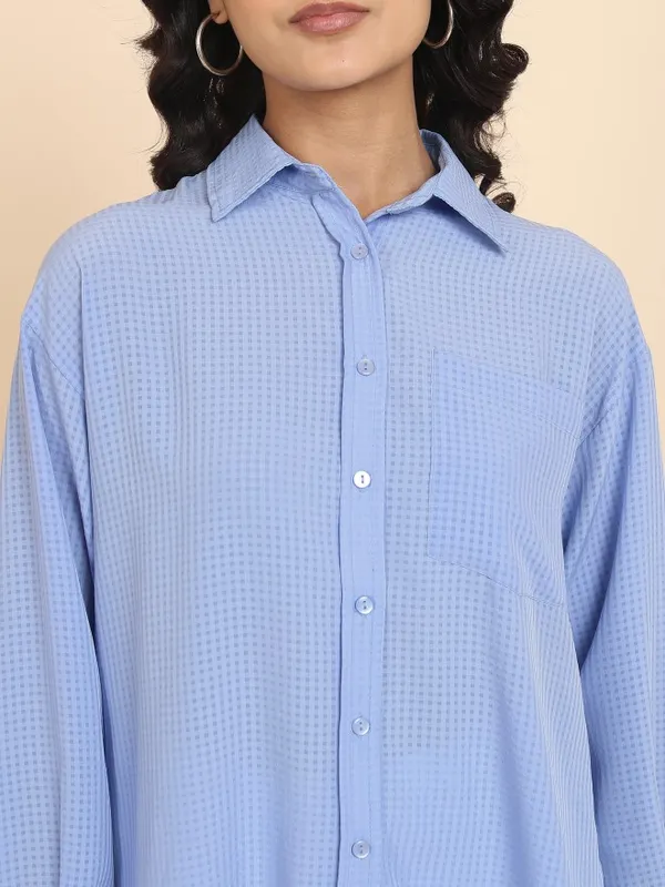 Tokyo Talkies Women Blue Checked Casual Shirts