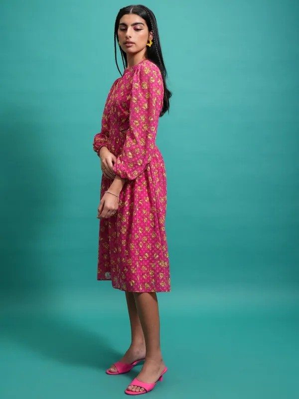 Fit and Flare Printed Dress