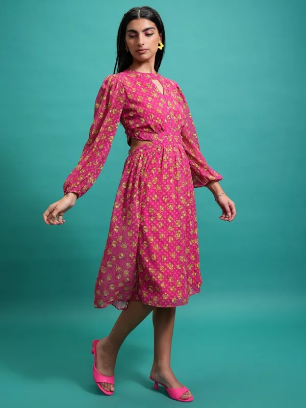 Fit and Flare Printed Dress