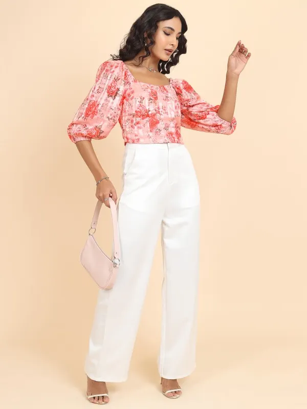 Tokyo Talkies Women Pink Printed Regular Top