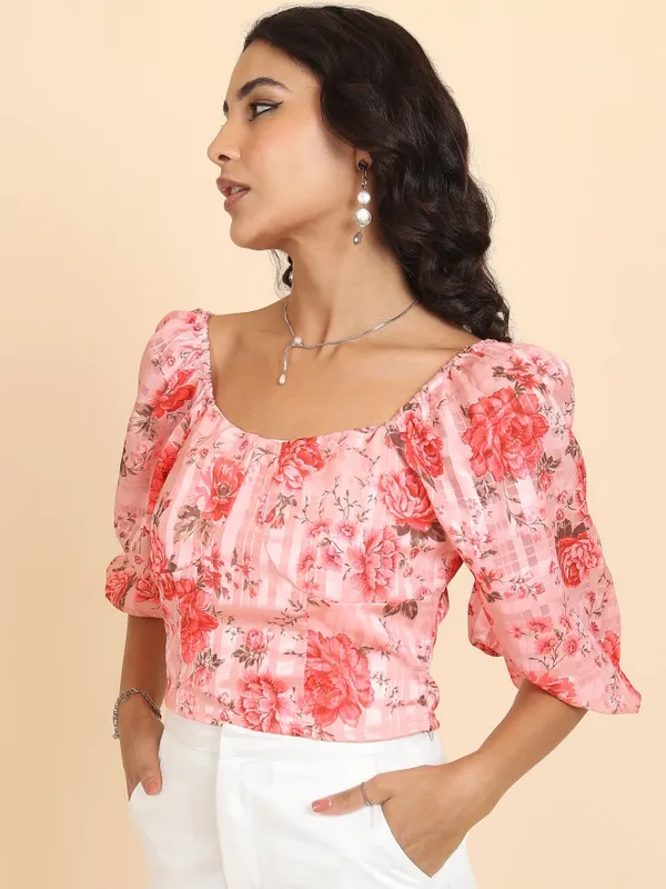 Tokyo Talkies Women Pink Printed Regular Top