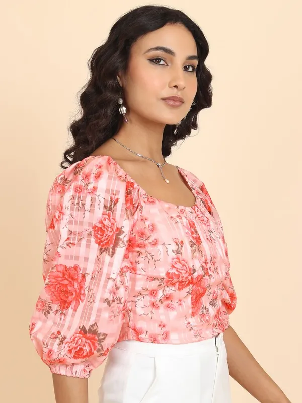 Tokyo Talkies Women Pink Printed Regular Top