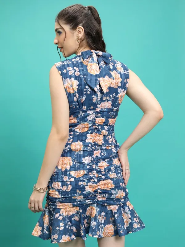 Tokyo Talkies Women Teal Printed Sheath Dress