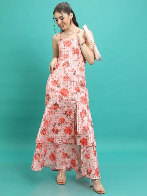  Tokyo Talkies Women Pink Printed Maxi Dresses