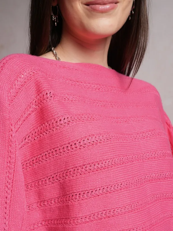  Tokyo Talkies Women Pink Boat Neck Sweaters