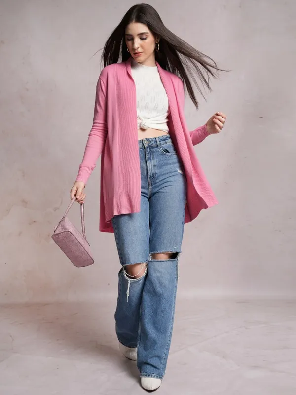  Tokyo Talkies Women Pink V-Neck Sweaters