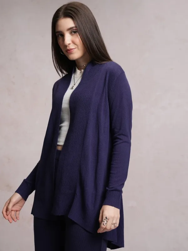  Tokyo Talkies Women Navy Blue Round Neck Sweaters
