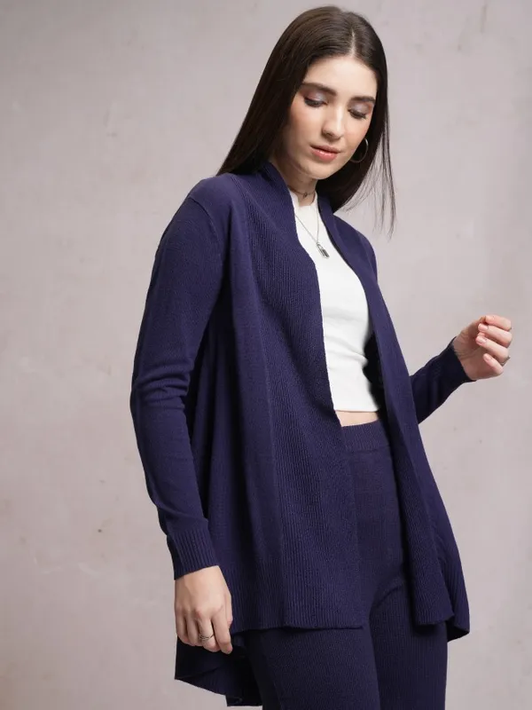  Tokyo Talkies Women Navy Blue Round Neck Sweaters