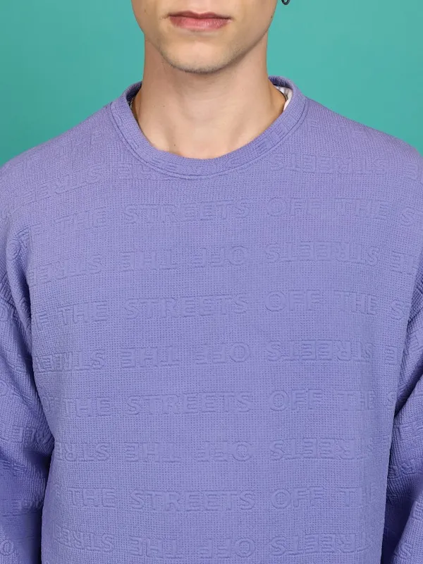  Highlander Men Lavender Round Neck Pullover Sweatshirts