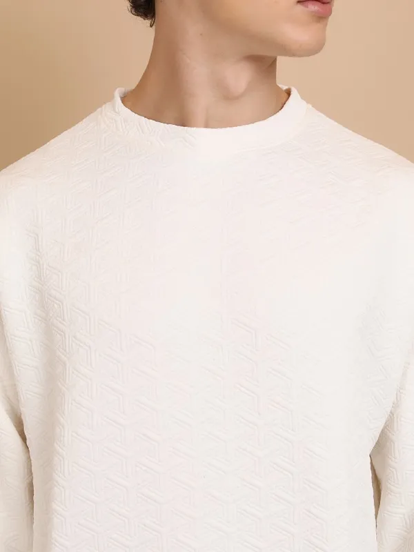 Men Self Design Sweatshirt