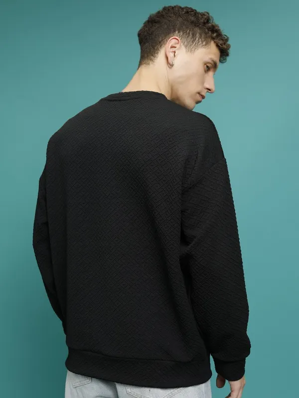Men Self Design Sweatshirt