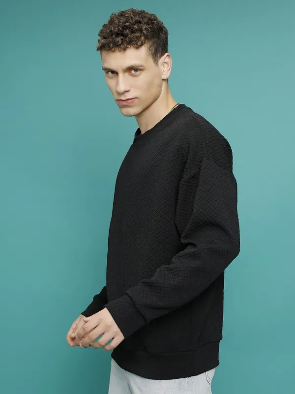 Men Self Design Sweatshirt