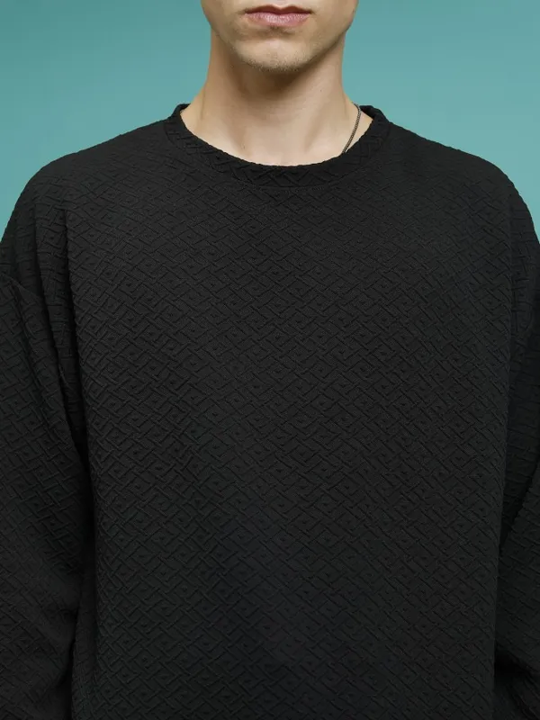 Men Self Design Sweatshirt