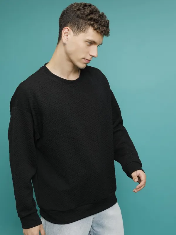 Men Self Design Sweatshirt