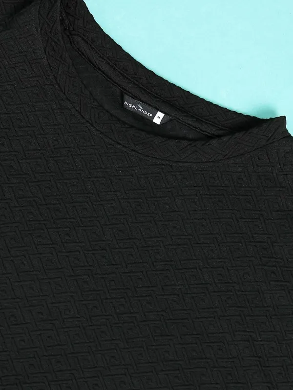  Highlander Men Black Round Neck Pullover Sweatshirts