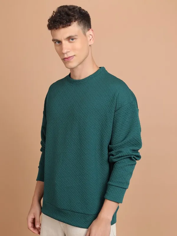  Highlander Men Green Round Neck Pullover Sweatshirts
