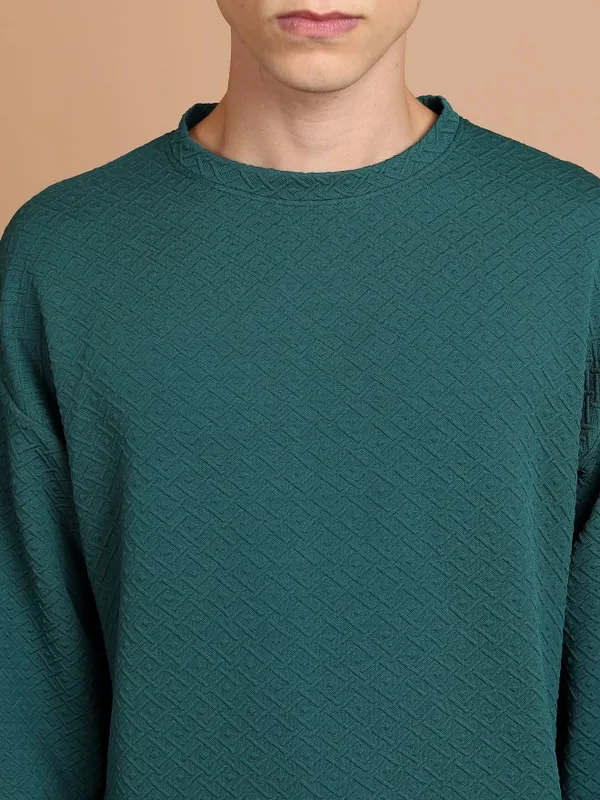  Highlander Men Green Round Neck Pullover Sweatshirts