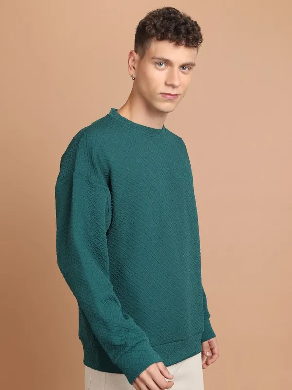  Highlander Men Green Round Neck Pullover Sweatshirts