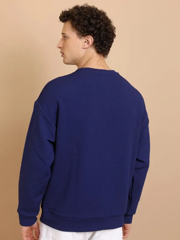 Highlander Men Blue Round Neck Pullover Sweatshirts