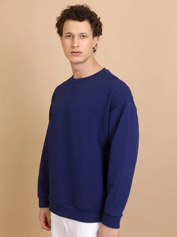  Highlander Men Blue Round Neck Pullover Sweatshirts