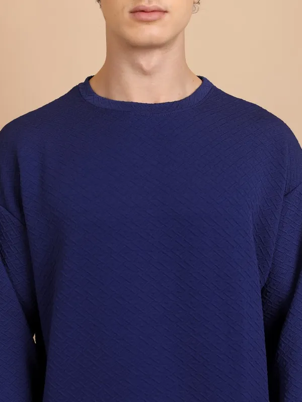  Highlander Men Blue Round Neck Pullover Sweatshirts