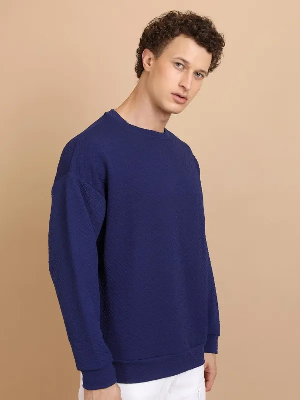  Highlander Men Blue Round Neck Pullover Sweatshirts