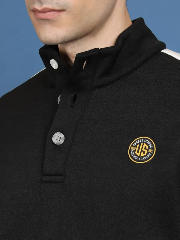  Highlander Men Black High Neck Pullover Sweatshirts