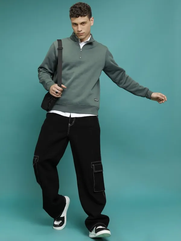  Highlander Men Green High Neck Pullover Sweatshirts