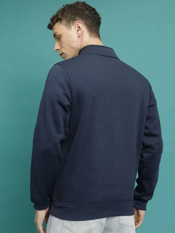  Highlander Men Navy Blue High Neck Pullover Sweatshirts