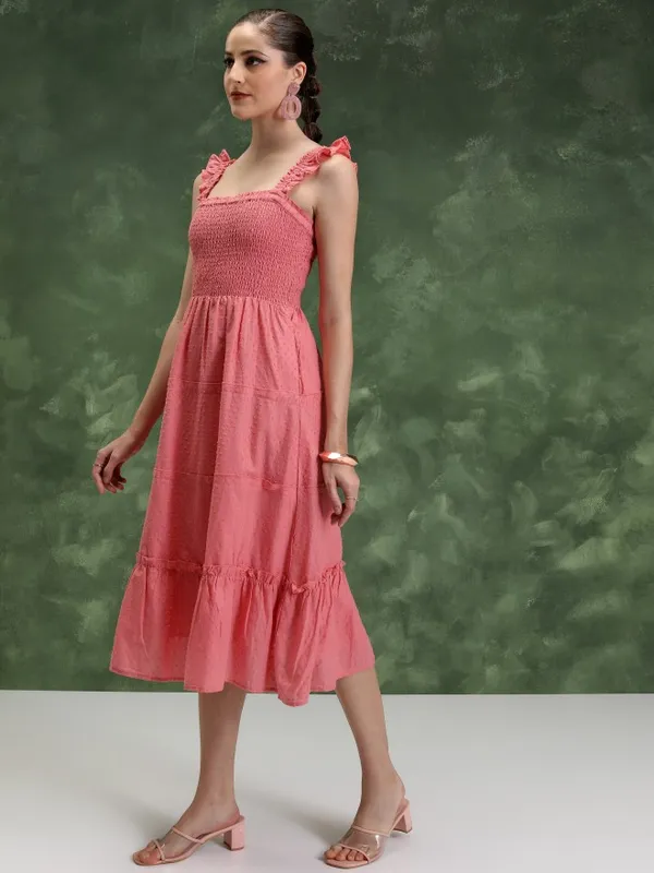  Vishudh Women Pink Self Design A-Line Dresses
