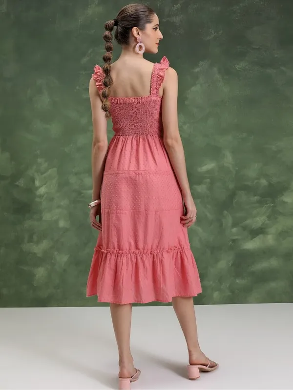  Vishudh Women Pink Self Design A-Line Dresses