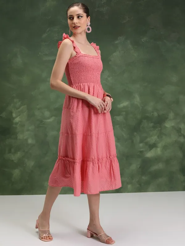  Vishudh Women Pink Self Design A-Line Dresses