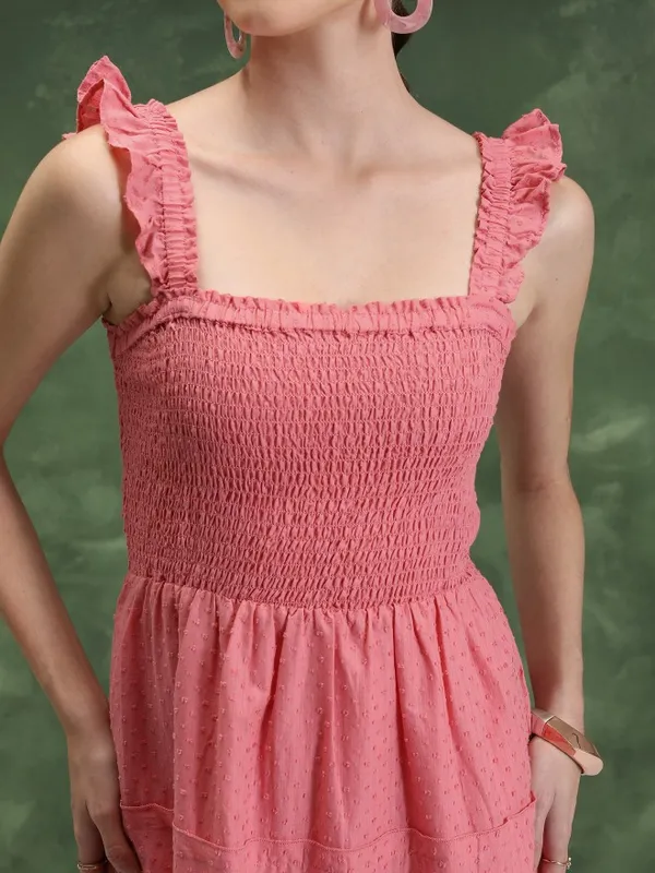  Vishudh Women Pink Self Design A-Line Dresses