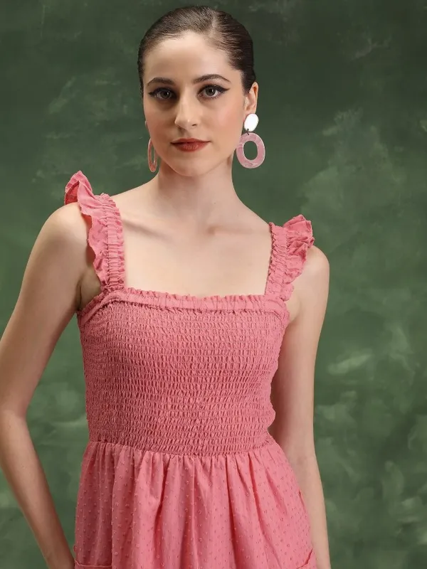  Vishudh Women Pink Self Design A-Line Dresses