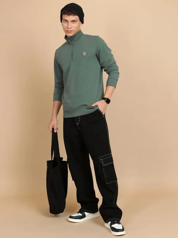 Highlander Men Green High Neck Pullover Sweatshirts