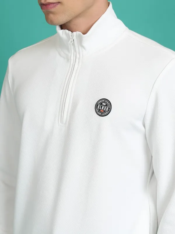 Highlander Men White High Neck Pullover Sweatshirt