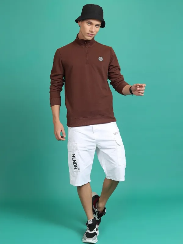  Highlander Men Brown High Neck Pullover Sweatshirts