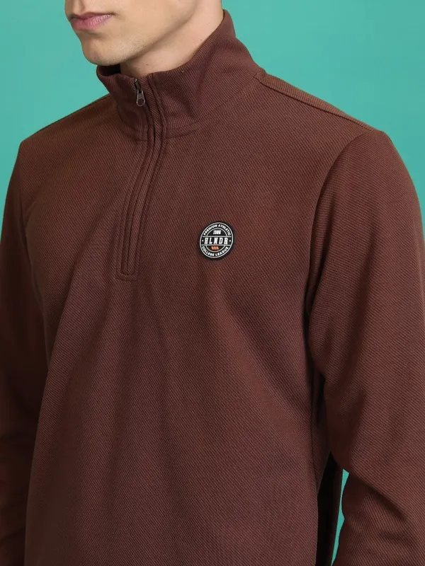  Highlander Men Brown High Neck Pullover Sweatshirts