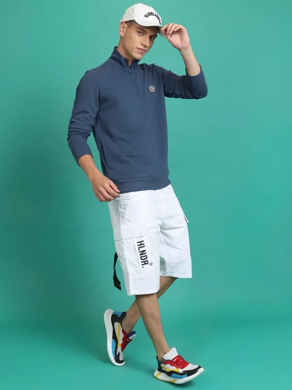  Highlander Men Blue High Neck Pullover Sweatshirts