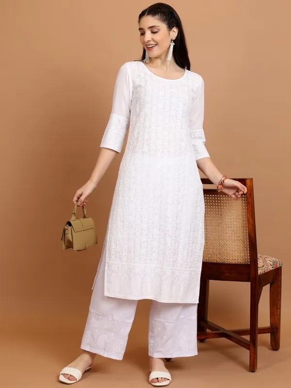 Woven Design Straight Kurta