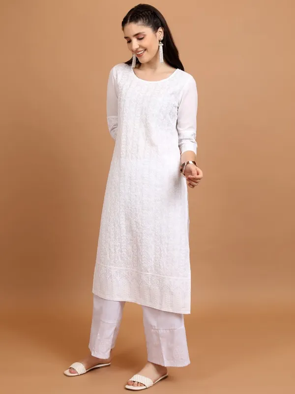 Woven Design Straight Kurta