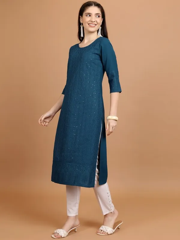 Woven Design Straight Kurta